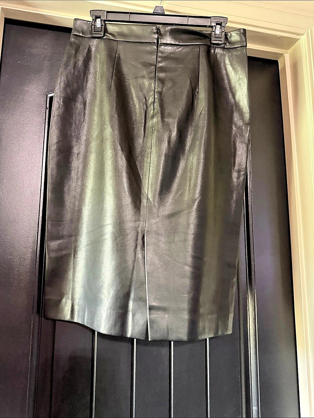 Faux Leather Midi Skirt in Black Like New